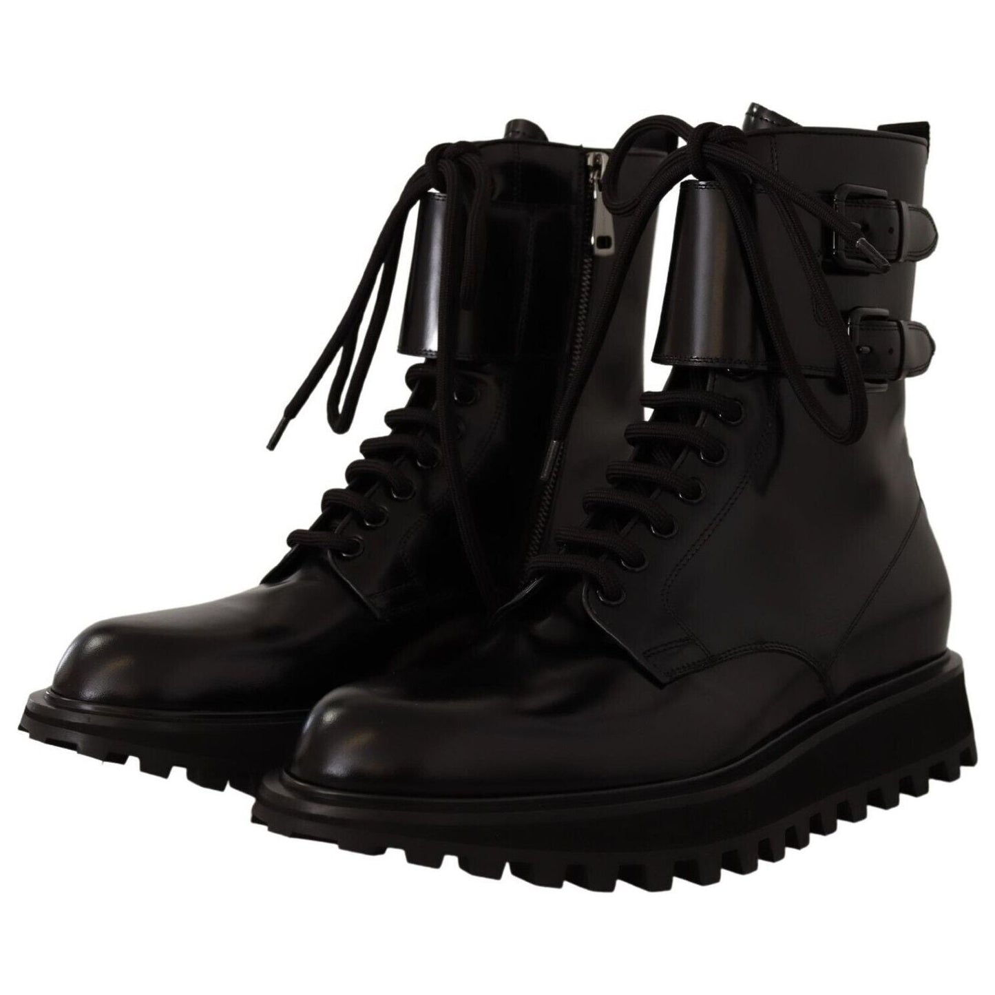Dolce & Gabbana Elegant Black Leather Ankle Boots Dolce & Gabbana Black