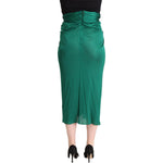 Dolce & Gabbana Dark Green High Waist Midi Pencil Cut Pleated Skirt SKi1882 - 38