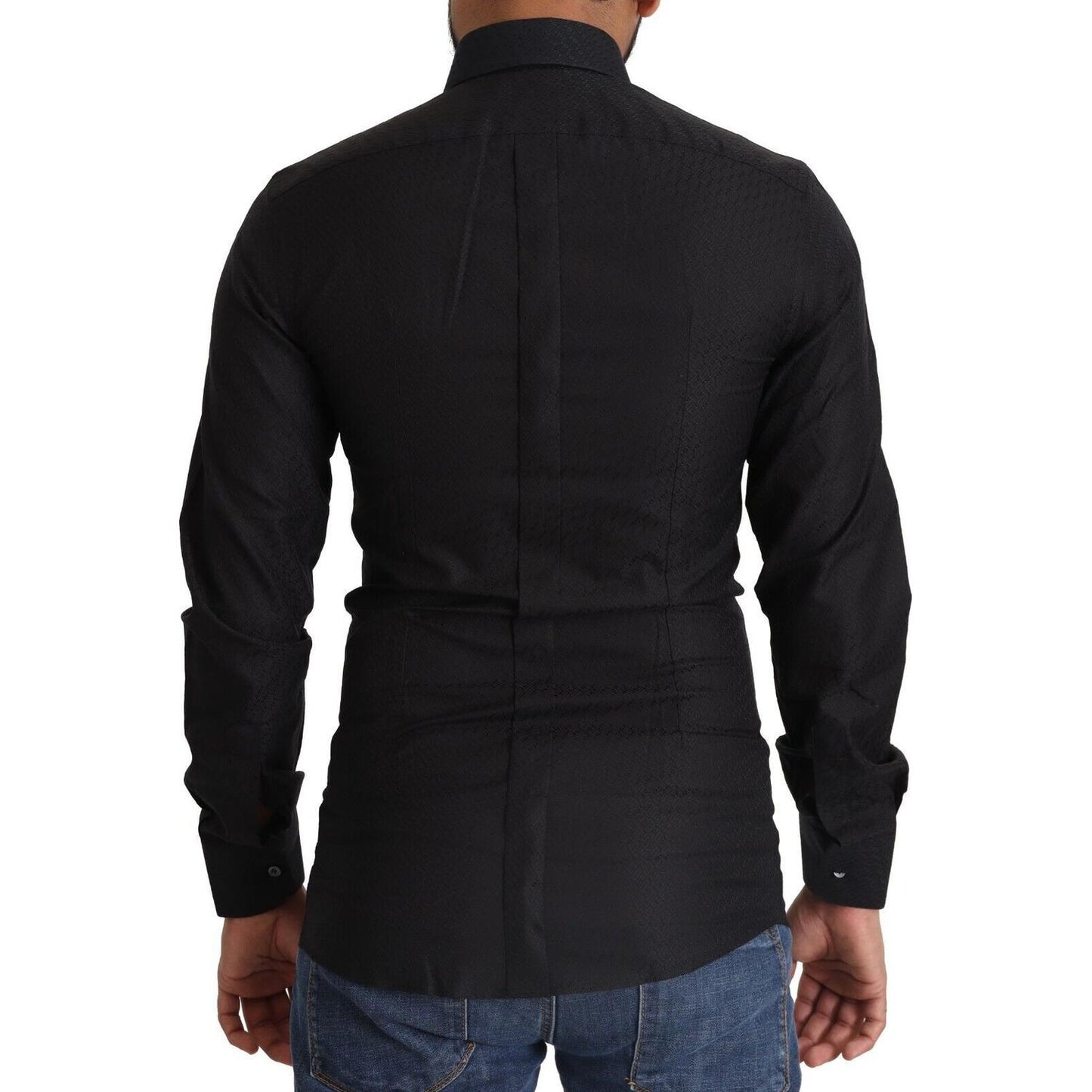 Dolce & Gabbana Elegant Black Cotton Gold Dress Shirt Dolce & Gabbana Black