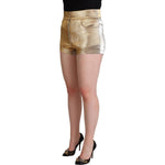 Dolce & Gabbana Metallic Gold Cotton Mid Waist Hot Pants Shorts PAN72783 - 36