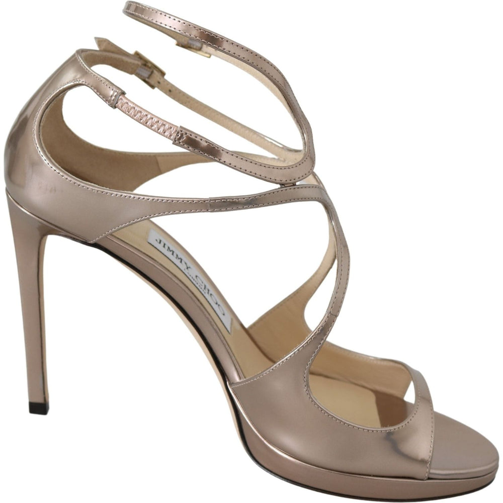 Jimmy Choo Ballet Pink Liquid Mirror Leather Sandals 191714820098