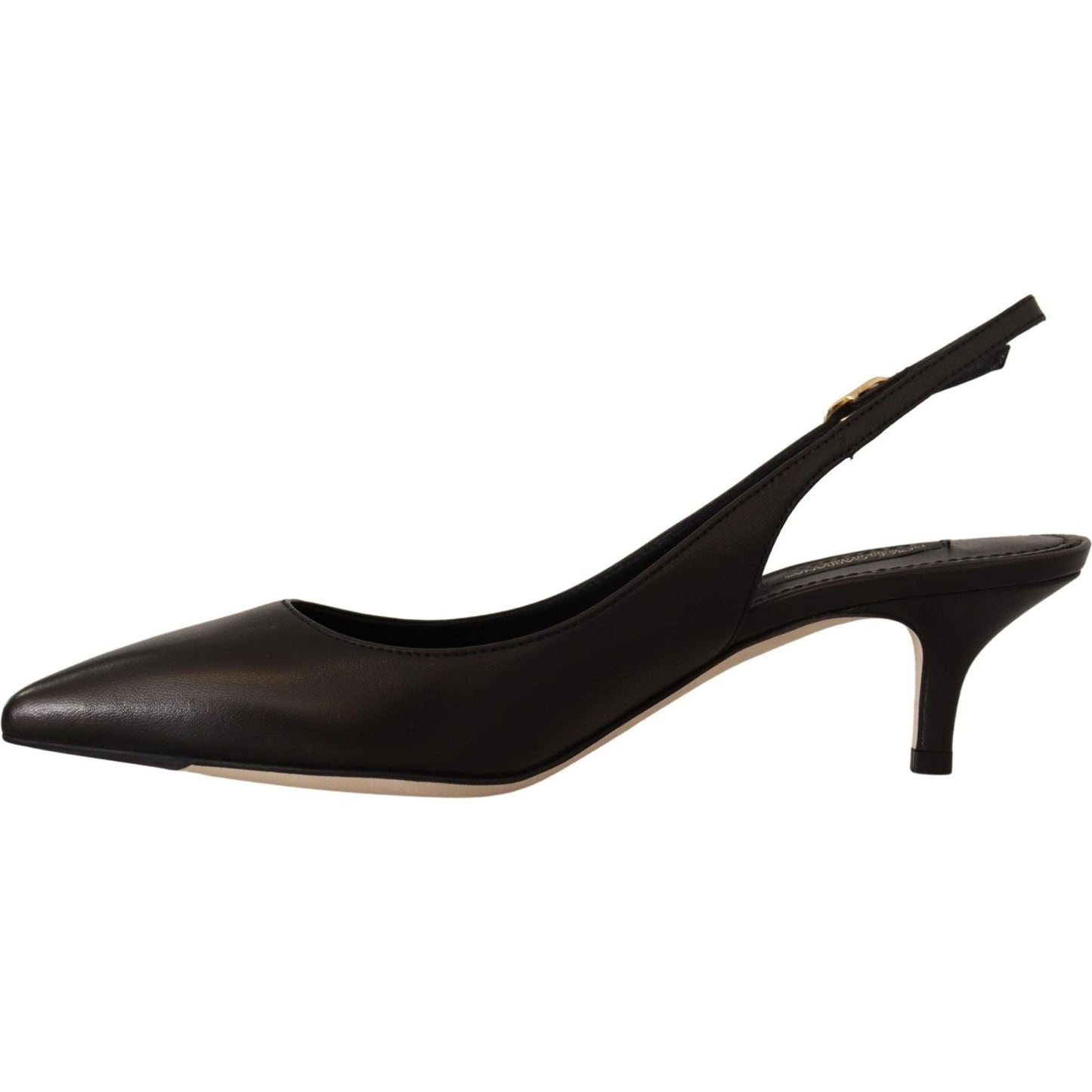 Dolce & Gabbana Black Leather Slingbacks Heels Pumps Shoes LA9779- 36.5