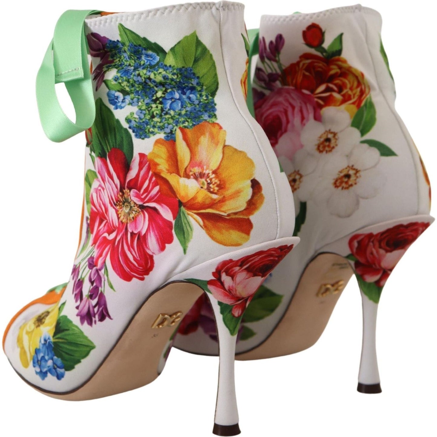 Dolce & Gabbana Floral Open Toe Jersey Heels Dolce & Gabbana Dark Gray