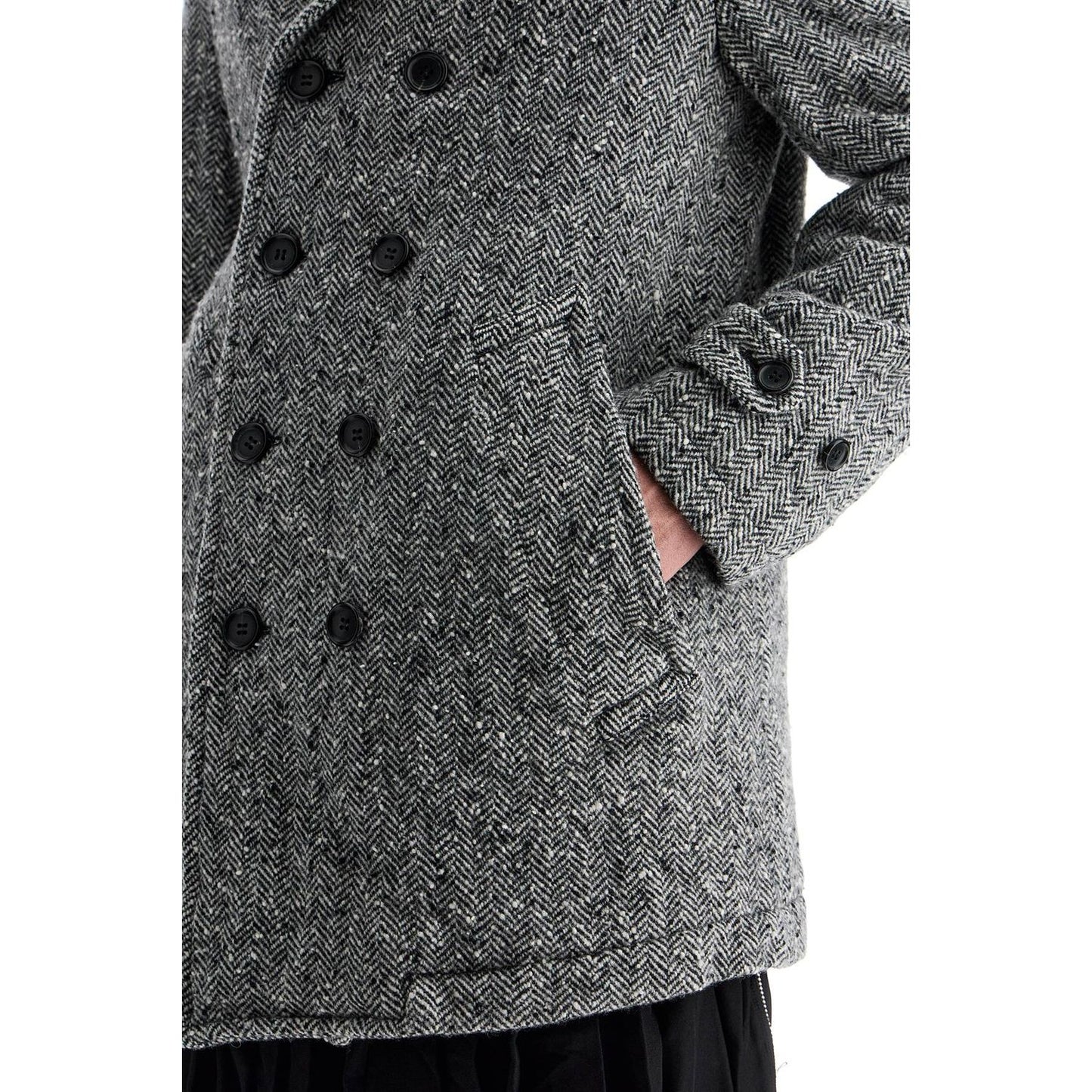 COMME DES GARCONS BLACK herringbone wool caban Jackets COMME DES GARCONS BLACK Dark Slate Gray