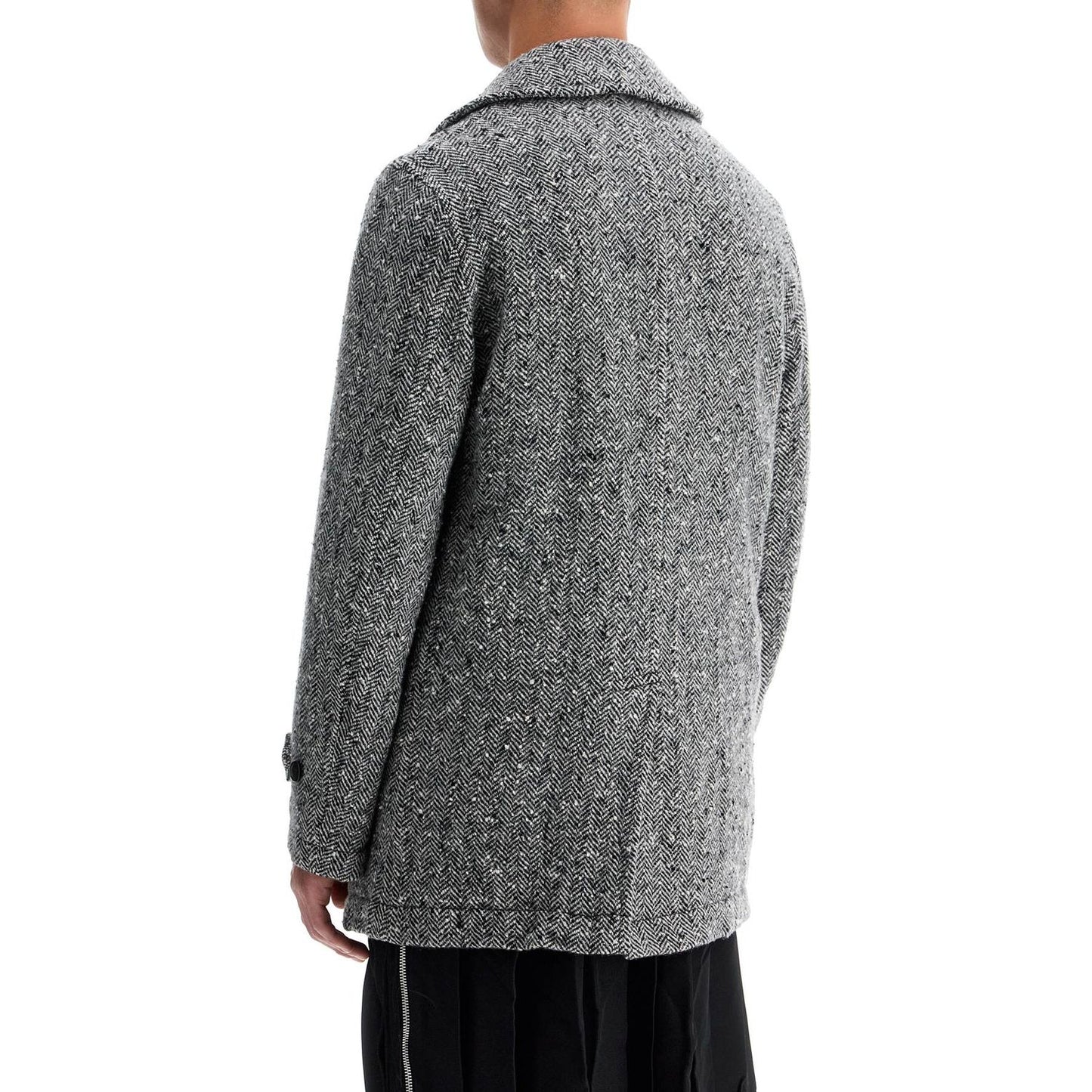 COMME DES GARCONS BLACK herringbone wool caban Jackets COMME DES GARCONS BLACK Dark Slate Gray