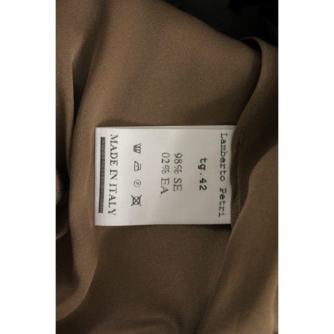 Lamberto Petri Brown Draped Silk Sheath Shift Coctail Dress GSD12594-2