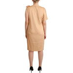 Moschino Beige One Sleeve Knee Length Shift Dress DR28374 - 44