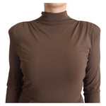 Patrizia Pepe Brown Acetate Long Sleeves Turtle Neck Sheath Dress DR28384 - 2