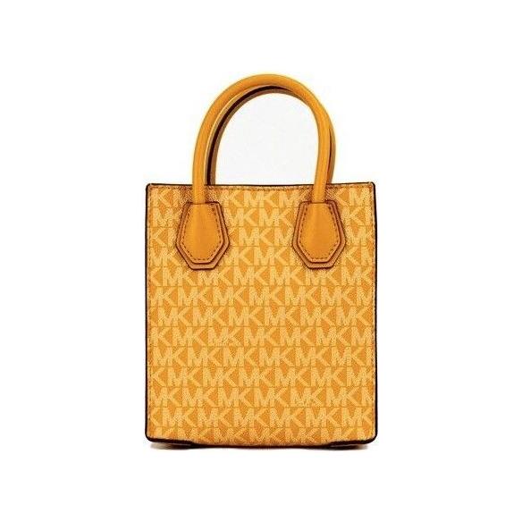 Michael Kors Mercer XS Honeycomb Gold Signature PVC North South Shopper Crossbody Bag Michael Kors Sandy Brown