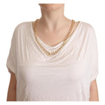 Guess By Marciano White Short Sleeves Gold Chain T-shirt Top TSH4369 - 42
