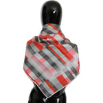 Costume National Gray Red Silk Shawl Foulard Wrap Scarf MS1647