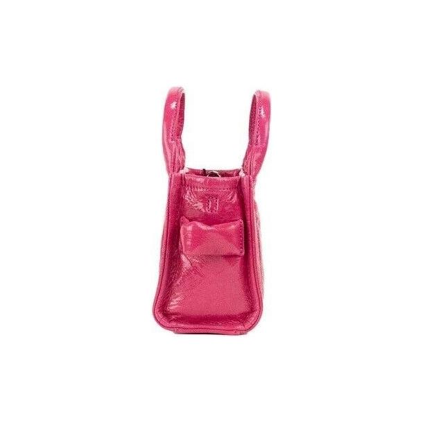 Marc Jacobs The Shiny Crinkle Micro Tote Magenta Leather Crossbody Bag Handbag 5883