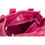 Marc Jacobs The Shiny Crinkle Micro Tote Magenta Leather Crossbody Bag Handbag 5883
