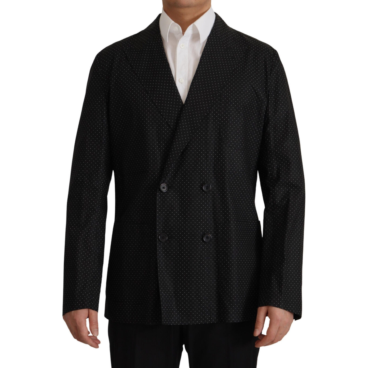 Dolce & Gabbana Polka Dot Slim Double-Breasted Blazer Dolce & Gabbana Black