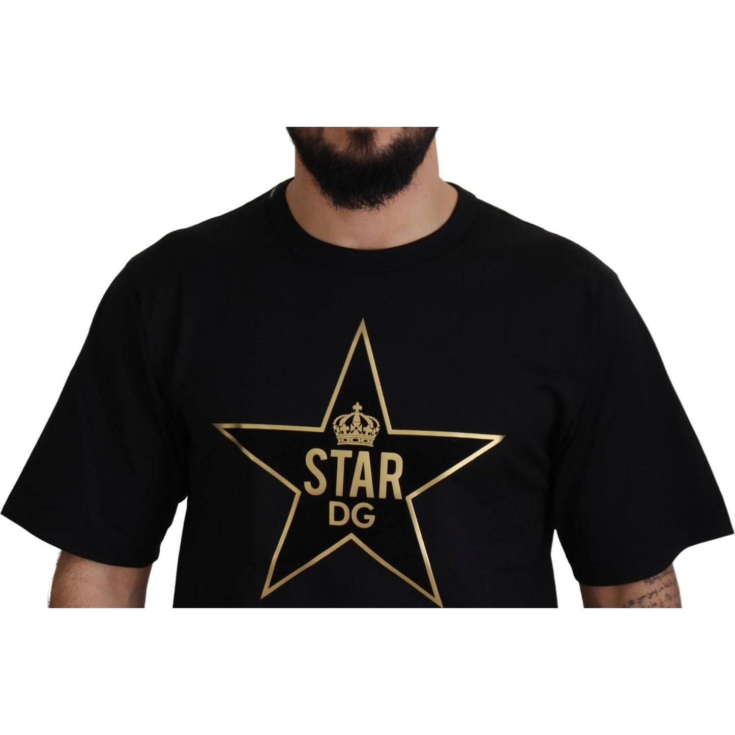 Dolce & Gabbana Gold Star DG Emblem Crewneck Tee Dolce & Gabbana Black