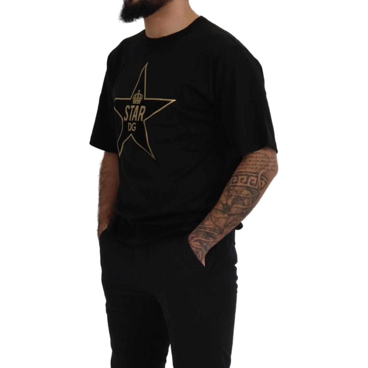 Dolce & Gabbana Gold Star DG Emblem Crewneck Tee Dolce & Gabbana Black