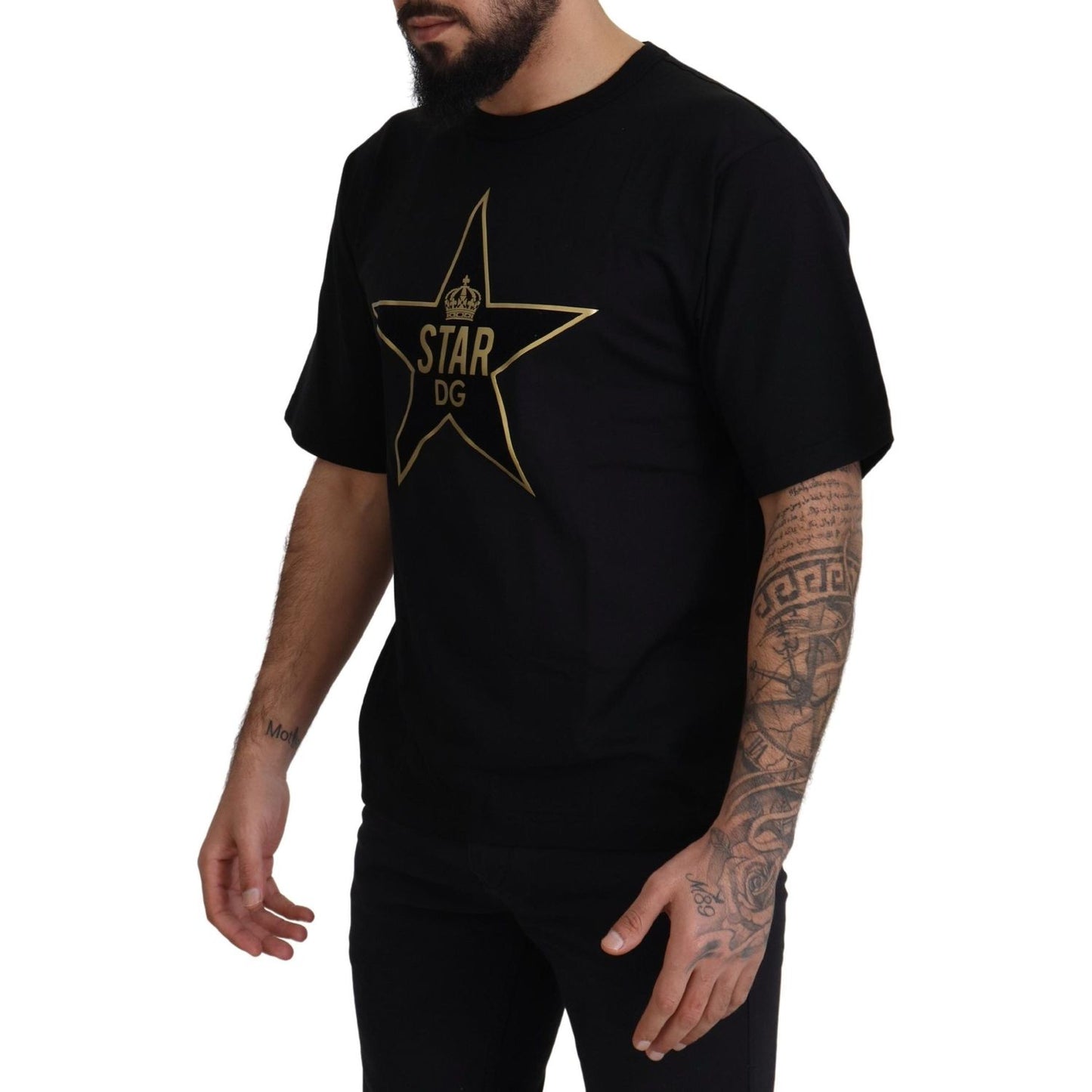 Dolce & Gabbana Gold Star DG Emblem Crewneck Tee Dolce & Gabbana Black