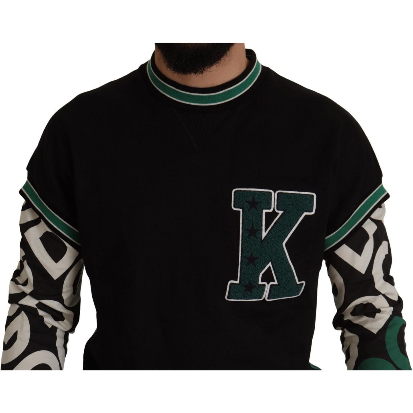 Dolce & Gabbana Regal Crewneck Pullover Sweater - Black & Green Dolce & Gabbana Black