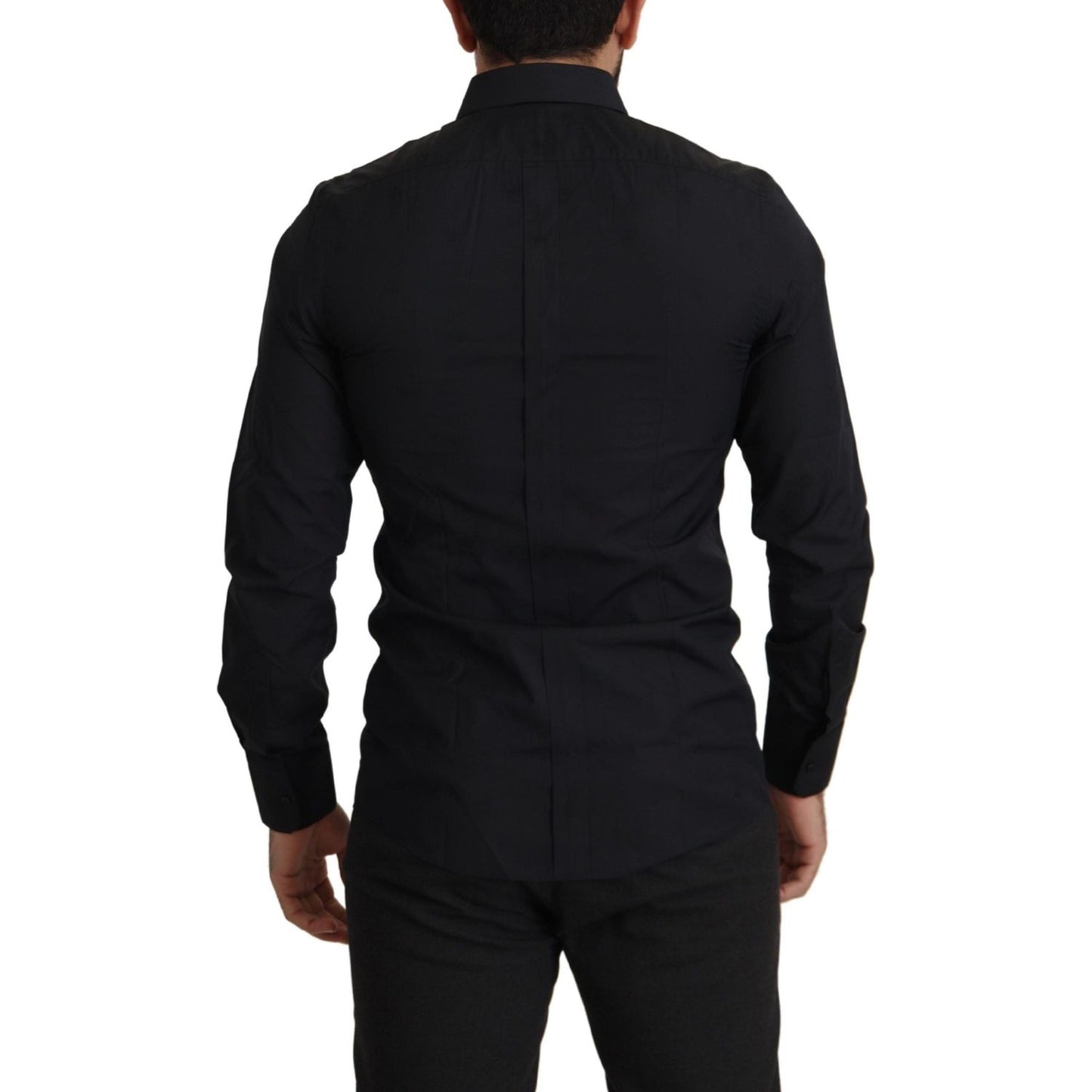 Dolce & Gabbana Elegant Slim Fit Black Cotton Dress Shirt Dolce & Gabbana Black