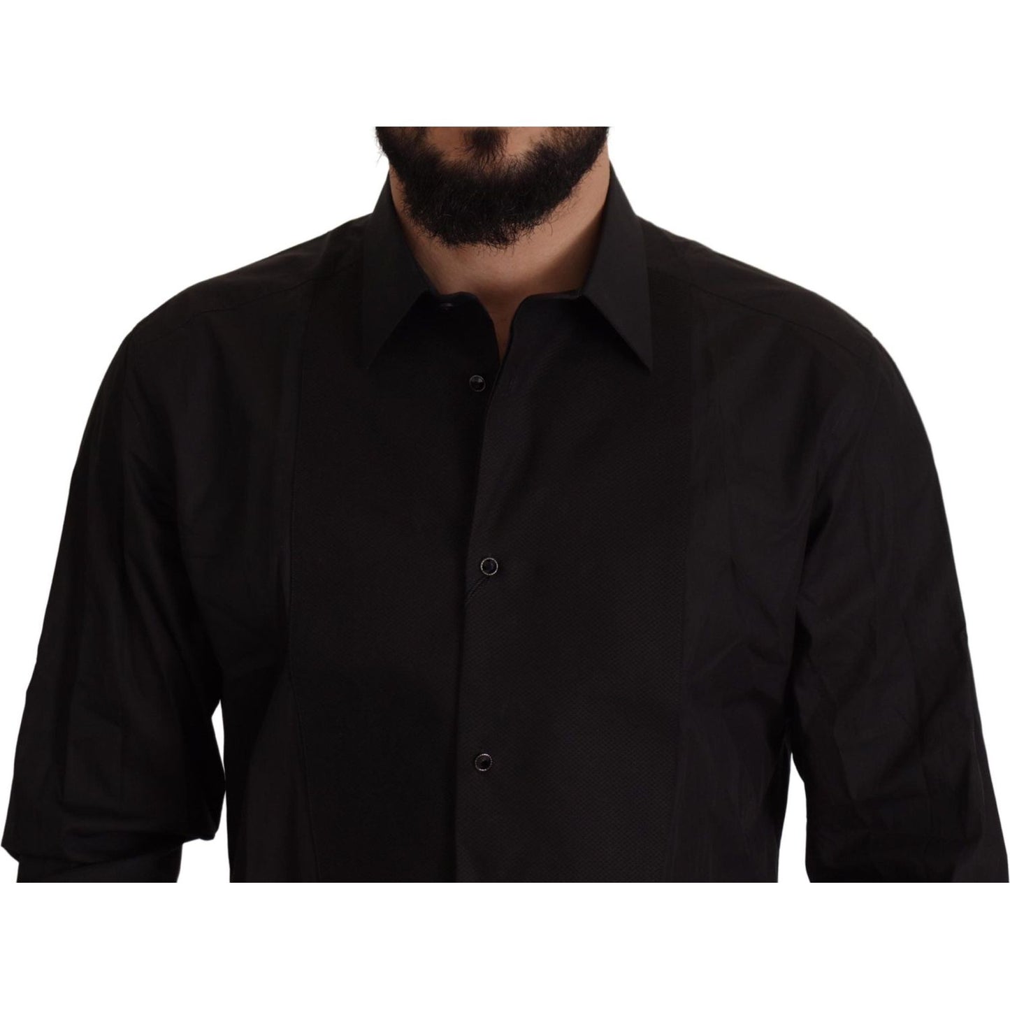 Dolce & Gabbana Sleek Black Tuxedo Dress Shirt - Slim Fit Dolce & Gabbana Black