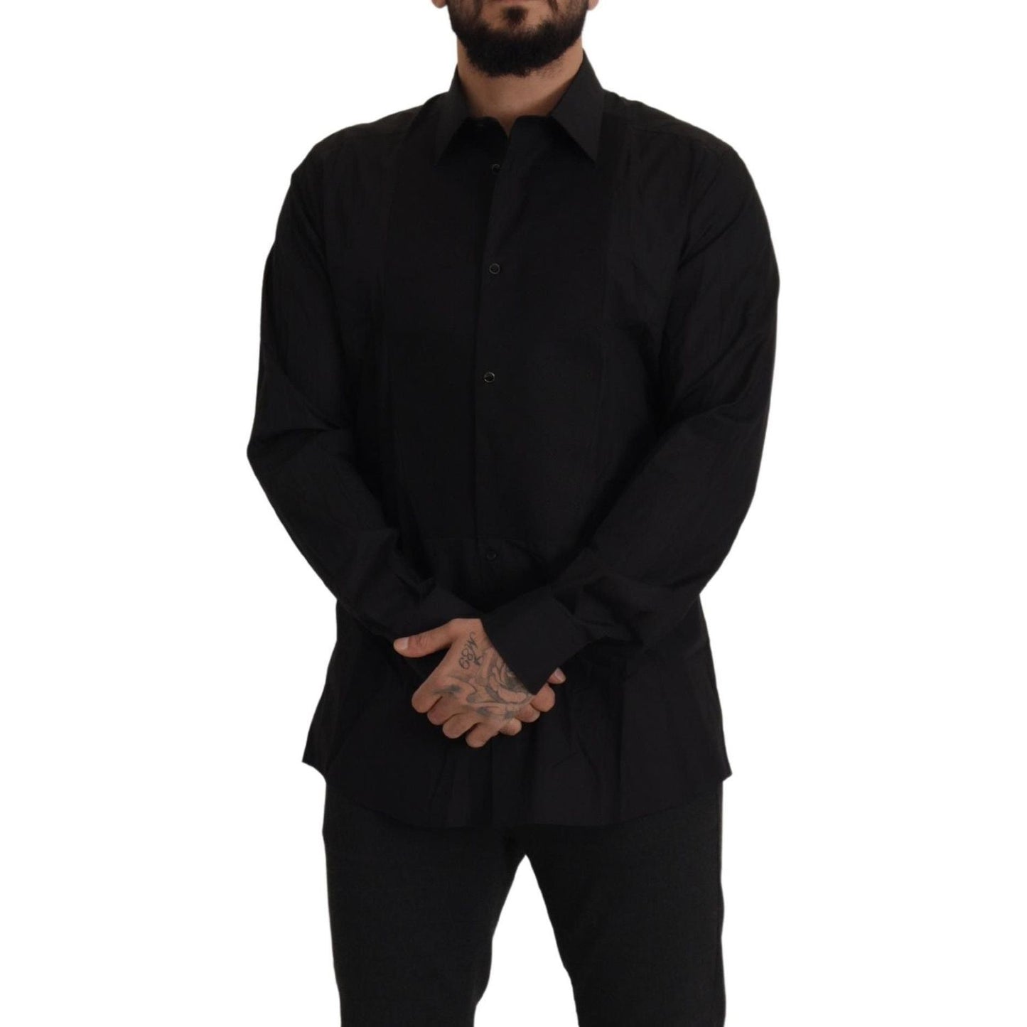 Dolce & Gabbana Sleek Black Tuxedo Dress Shirt - Slim Fit Dolce & Gabbana Black