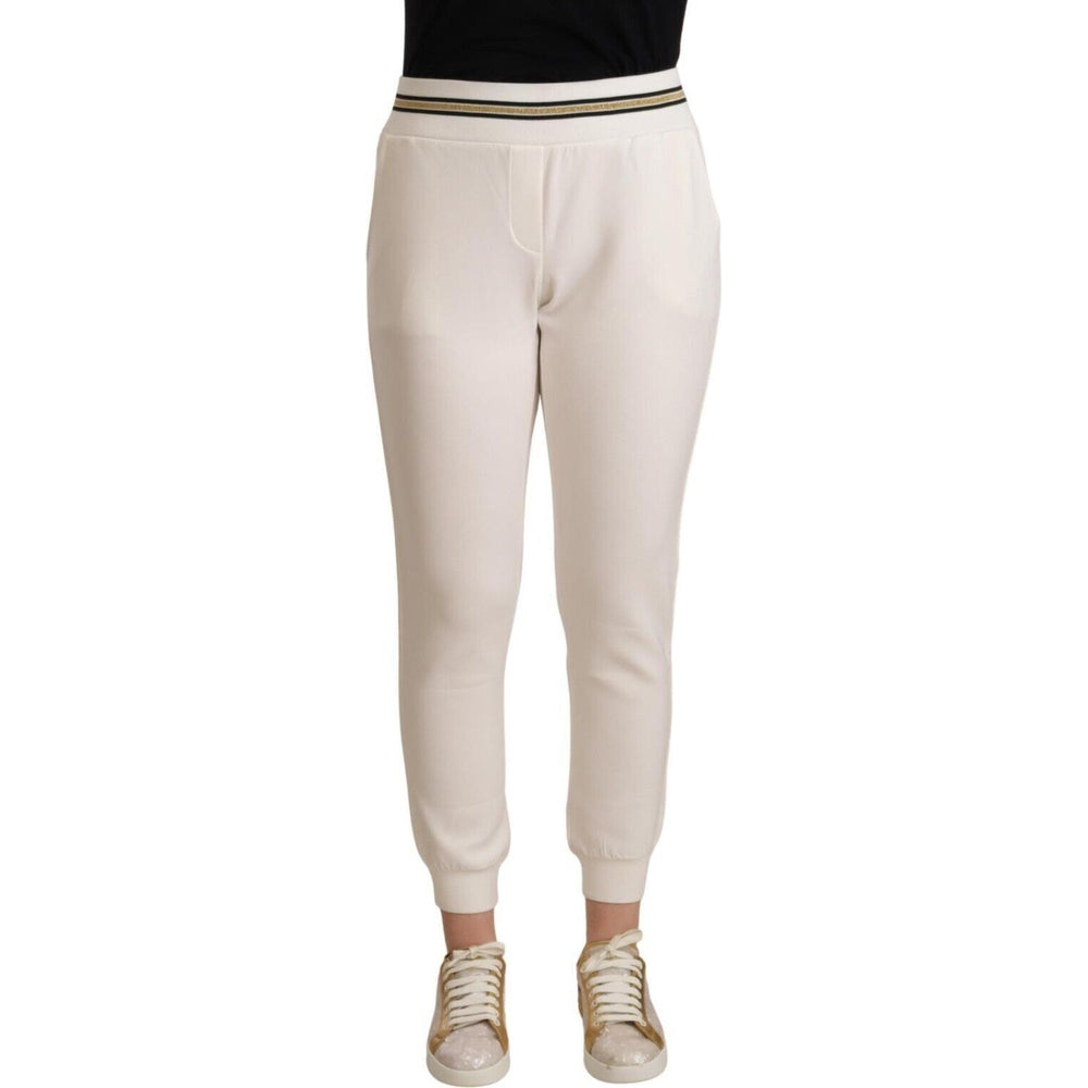 Patrizia Pepe White Polyester Mid Waist Jogger Pants PAN72457 - 1