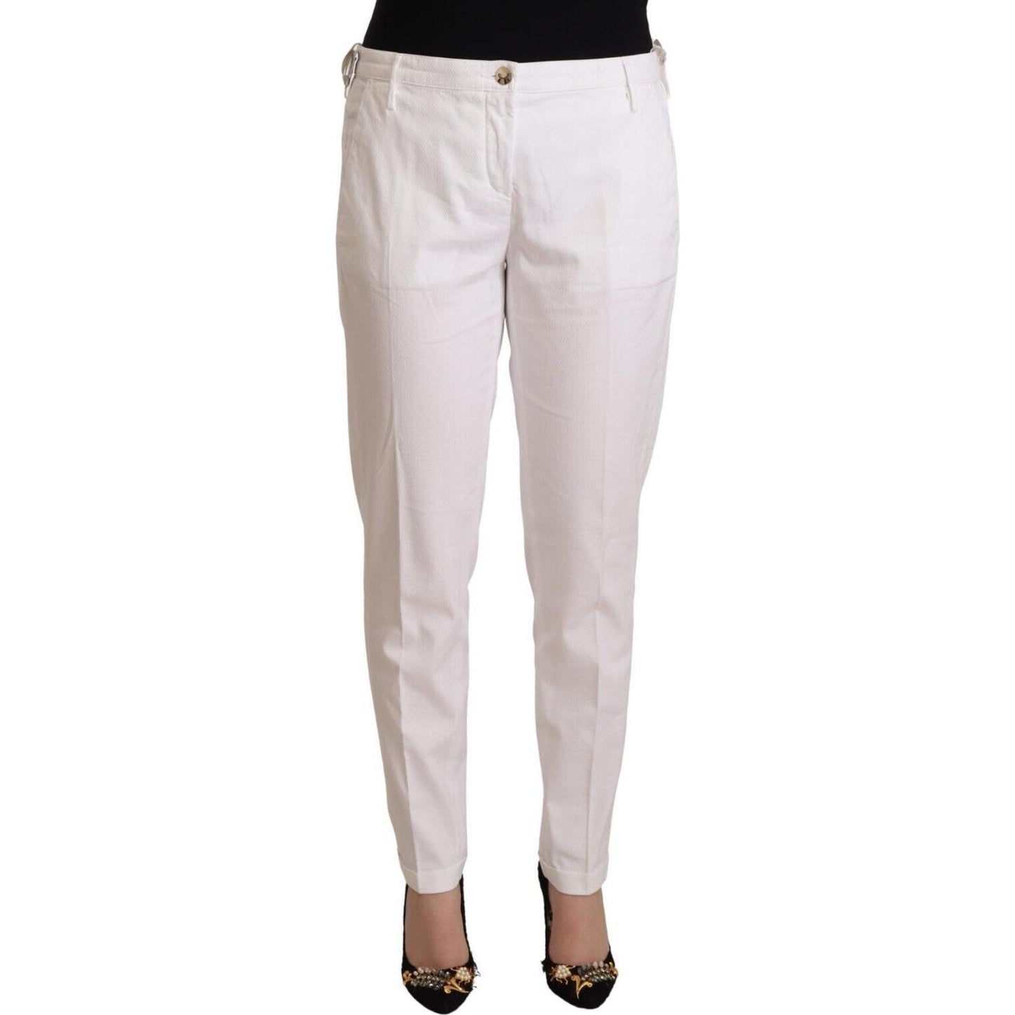 Jacob Cohen White Mid Waist Tapered Birgitte Pants PAN72620 - 31
