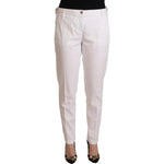 Jacob Cohen White Mid Waist Tapered Birgitte Pants PAN72620 - 31