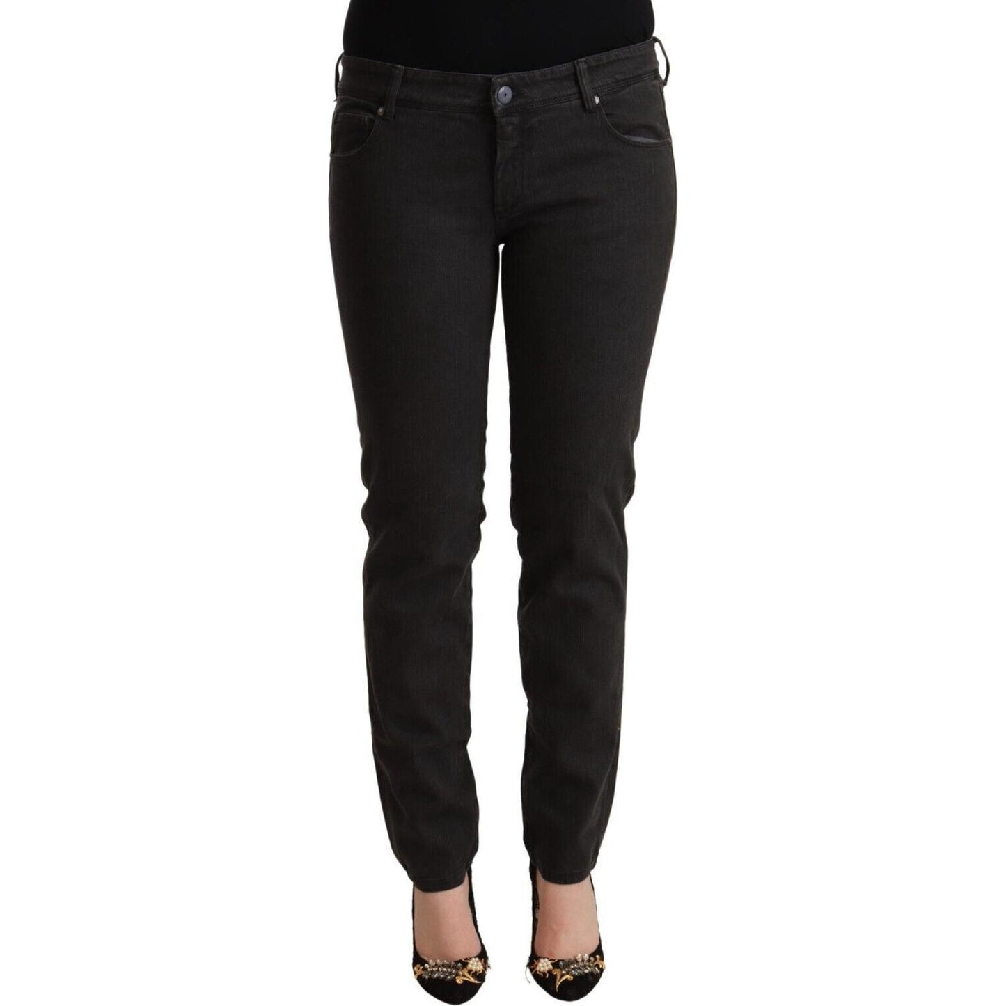 Ermanno Scervino Chic Black Low Waist Skinny Denim Ermanno Scervino Black