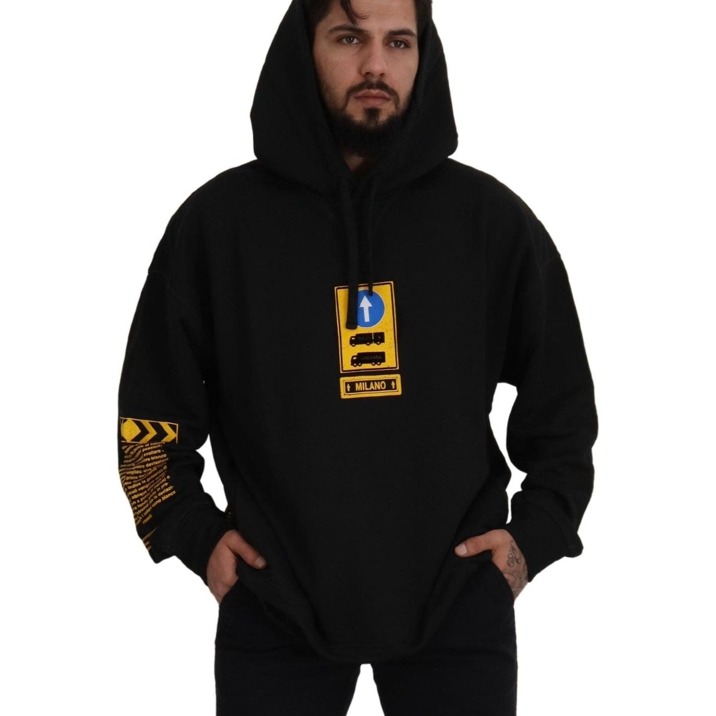 Dolce & Gabbana Elegant Black Cotton Hooded Sweater Dolce & Gabbana Black
