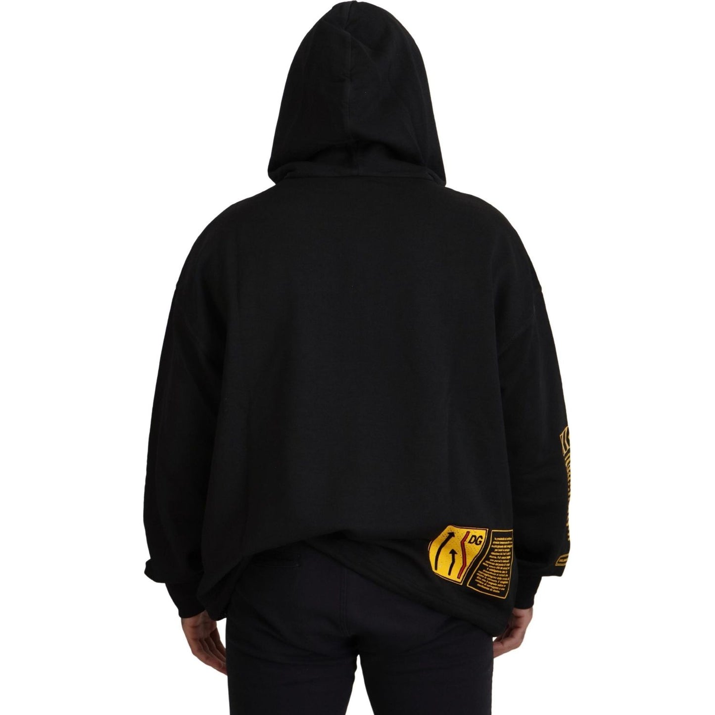Dolce & Gabbana Elegant Black Cotton Hooded Sweater Dolce & Gabbana Black