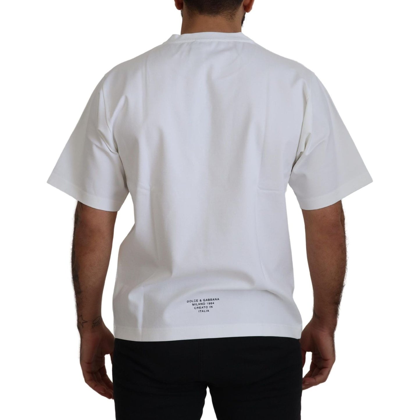 Dolce & Gabbana Timeless White Logo Crewneck Tee Dolce & Gabbana Gray