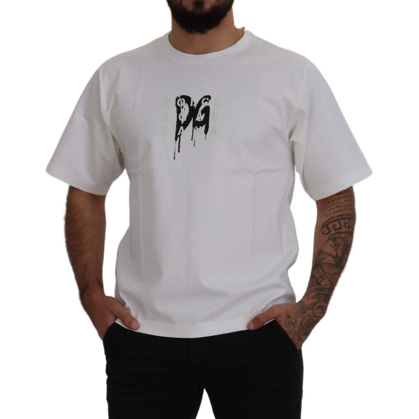 Dolce & Gabbana Timeless White Logo Crewneck Tee Dolce & Gabbana Dark Gray