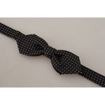 Dolce & Gabbana Black White Polka Dot Adjustable Neck Papillon Bow Tie FT3676