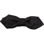 Dolce & Gabbana Black White Polka Dot Adjustable Neck Papillon Bow Tie FT3676