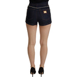 Dolce & Gabbana Blue Denim Stretch Crystal Hot Pants Shorts SKI1845- 38