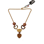 Dolce & Gabbana Gold Rose Love Crystal Charm Chain Necklace SMY100895
