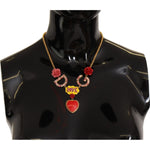 Dolce & Gabbana Gold Rose Love Crystal Charm Chain Necklace SMY100895