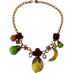 Dolce & Gabbana Gold Brass Sicily Fruits Roses Statement Necklace SMY100949