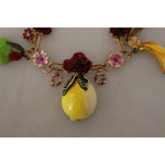 Dolce & Gabbana Gold Brass Sicily Fruits Roses Statement Necklace SMY100949