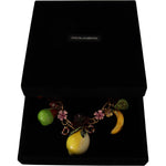 Dolce & Gabbana Gold Brass Sicily Fruits Roses Statement Necklace SMY100949
