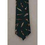 Dolce & Gabbana Black Bottle Fantasy Print Silk Adjustable Accessory Tie KRA3170