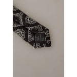 Dolce & Gabbana Black White Square Geometric Print Adjustable Accessory Tie KRA3178