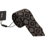 Dolce & Gabbana Black White Square Geometric Print Adjustable Accessory Tie KRA3178