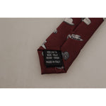Dolce & Gabbana Maroon Hat Pattern 100% Silk Adjustable Accessory Tie KRA3191