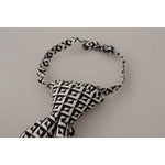 Dolce & Gabbana Black White Geometric 100% Silk Adjustable Accessory Tie KRA3194