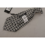 Dolce & Gabbana Black White Geometric 100% Silk Adjustable Accessory Tie KRA3194