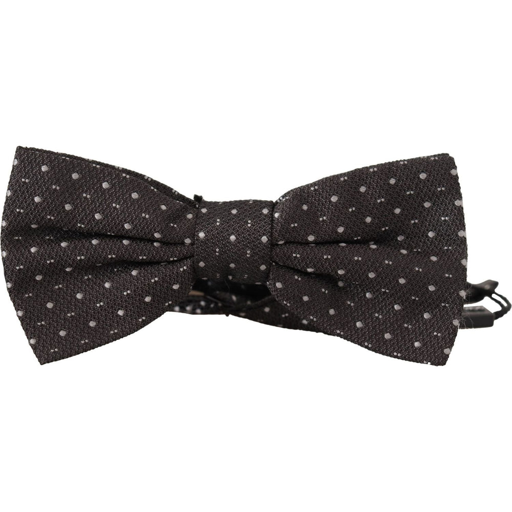Dolce & Gabbana Gray Polka Dot 100% Silk Neck Papillon Tie FT3591