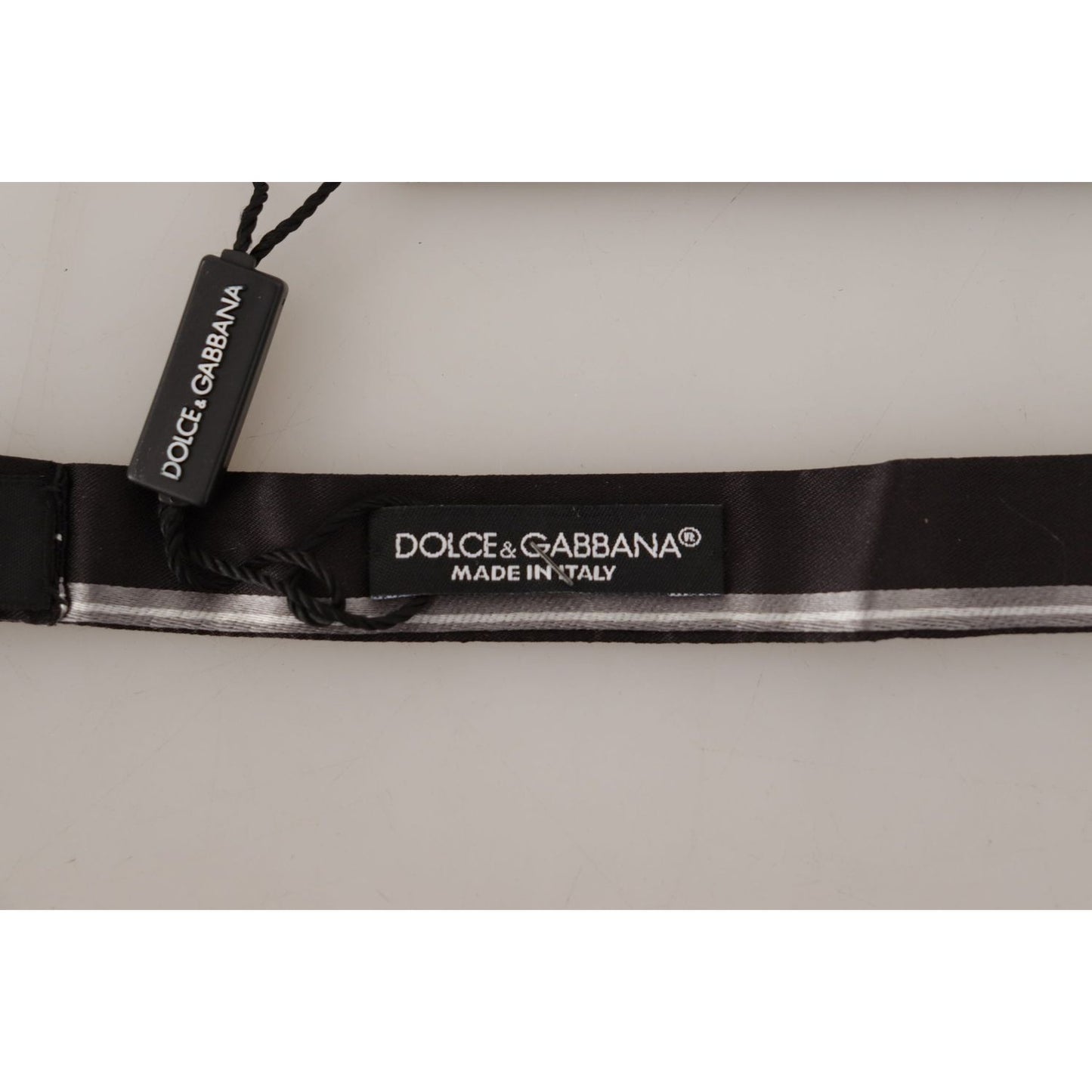 Dolce & Gabbana Black Grey Lining 100% Silk Neck Papillon Tie FT3610