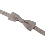Dolce & Gabbana Silver 100% Silk Slim Adjustable Neck Papillon Tie FT3645